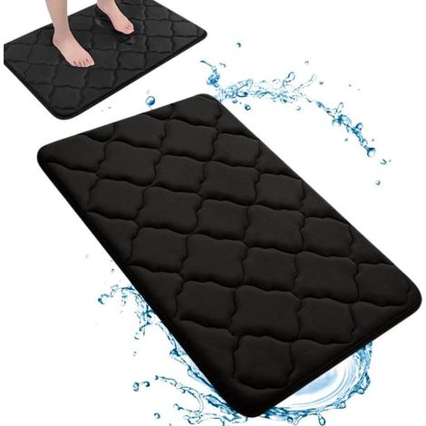 Tapis de bain noir - Mousse à mémoire de forme douce et antidérapante (1/5)