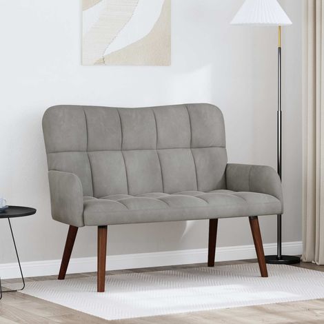 vidaXL Sofa 2 places Gris clair 115 x 61 x 87 cm Velours (1/5)