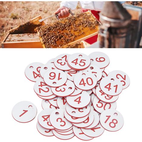 Nummerierte, perforierte Bienenstock-Kennzeichnungsetiketten, weiße Markierungen, 1-50 (1/5)