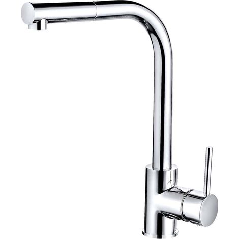 Balterley Contemporary Pull Out Single Lever Kitchen Mixer Tap with Rounded Swivel Spout & Chrome Finish