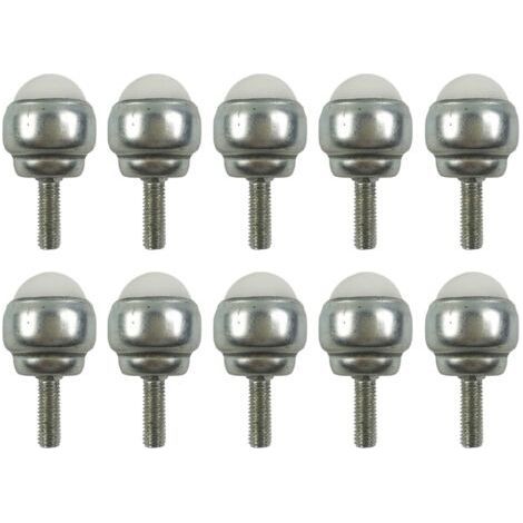 10Pcs Roulettes À Billes Pivotantes, Rouleau en Acier Au Carbone Avec Tige Filetée M5, Mini Industriel Roue Universelle À Roulement À Billes pour Meubles, Bandes Transporteuses (2 Nylonkugel)-Muntra (1/5)