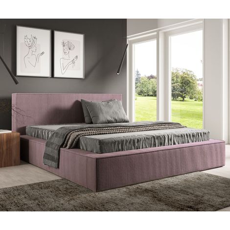 Sofello Polsterbett nach Maß FILO Puderrosa 200x200 aus Kordstoff mit Metall-Lattenrost Modernes Design in trendigen Farben, mit Stauraum (1/5)
