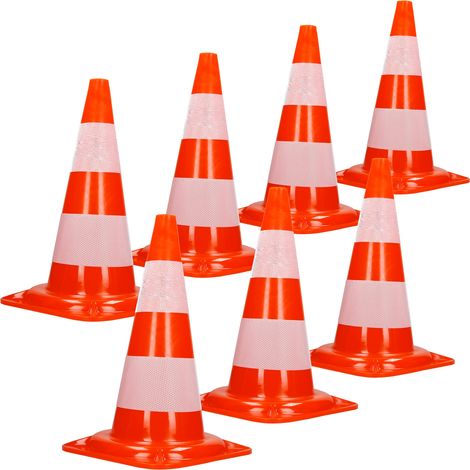 ECD Germany 7x Cono Segnaletico Spartitraffico Pilone Traffico Stradale 47 cm Arancione-Bianco Piloni Strisce Riflettenti Avvertimento di Traffico Cono di Sicurezza Impilabili Flessibile Rifrangente (1/5)