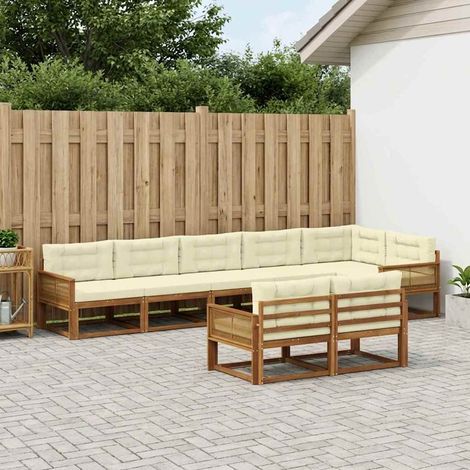 vidaXL Set di divani da esterno 8 pz Naturale e Crema (1/5)
