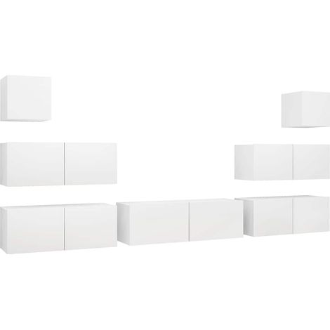 Maison Exclusive - Set Mobili Porta TV 7 pz Bianco in Legno Multistrato (1/5)
