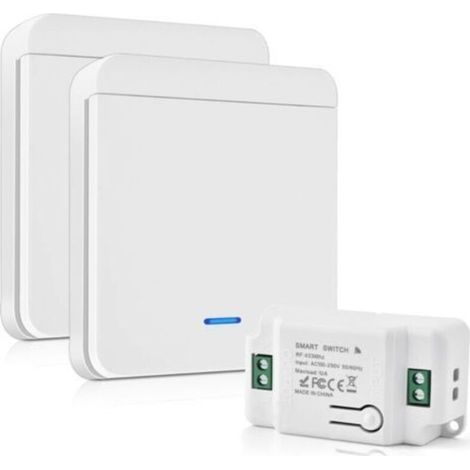 Interrupteur D'éclairage Radio 10A 230V Kit Interrupteur Sans Fil Sans Pile 200-2000W Interrupteur Va Et Vient Sans Fil Sans Câble Interrupteur Sans Fil Exterieur (1/4)