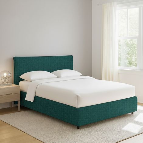 Letto Piazza e Mezza Oldham, Sfoderabile, Contenitore Made in Italy, Verde Petrolio (1/5)