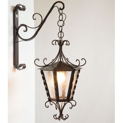 LANTERNA LAMPIONE A MURO IMPERIAL IN FERRO BATTUTO LAMPADE LAMPIONI APPLIQUE (1/4)