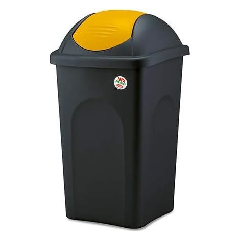 Pattumiera bascula 60 fusto nero e bascula giallo limone stefanplast (1/8)
