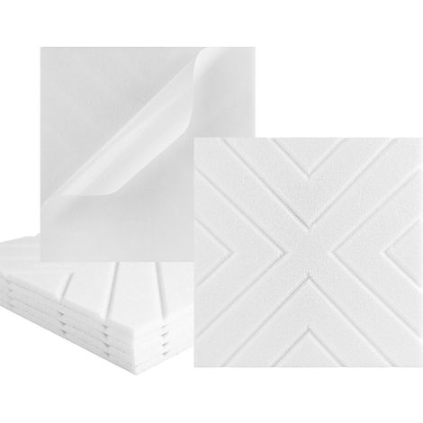 Lot de 12 panneaux acoustiques auto-adhésifs, rembourrage insonorisant en polyester, panneaux muraux insonorisants haute densité, 30 x 30 x 1cm, blanc (1/5)
