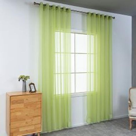 Dos cortinas semitransparentes perforadas, ligeras y transpirables, ideales para decorar dormitorios, salones, etc., de 140 x 230 cm, color verde. (1/5)