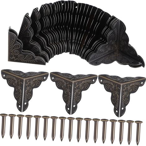Lot de 36 protections d'angle métalliques vintage pour boîtes (1/5)