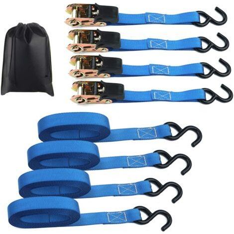 Sangles à cliquet - Kit de 4 sangles à cliquet, sangles de 5 m avec tendeur à cliquet Sangles à cliquet Sangles à cliquet pour remorque, caravane, vélo, mobilité mobile (1/5)