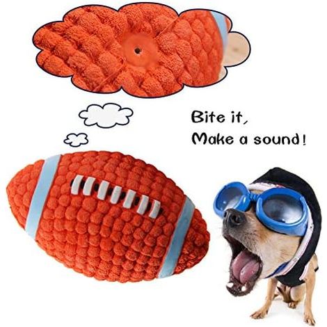 Jouet de football résistant pour chien - Jouet à mâcher en latex naturel doux et rembourrage en coton de qualité supérieure. Convient aux petits chiens. Jeu de lancer-rapporter interactif. (1/5)