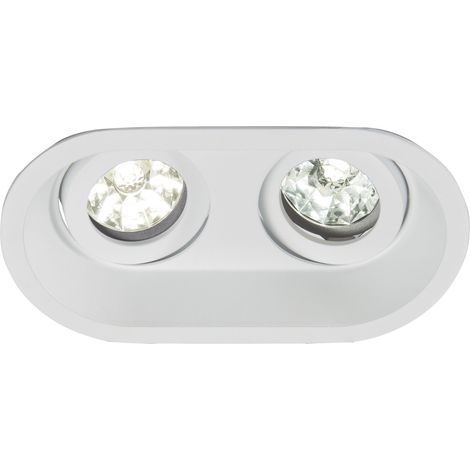 Spot DECO GU10 rond 2 têtes orientable, blanc mat IP20 - EUROPOLE - 27850 (1/4)