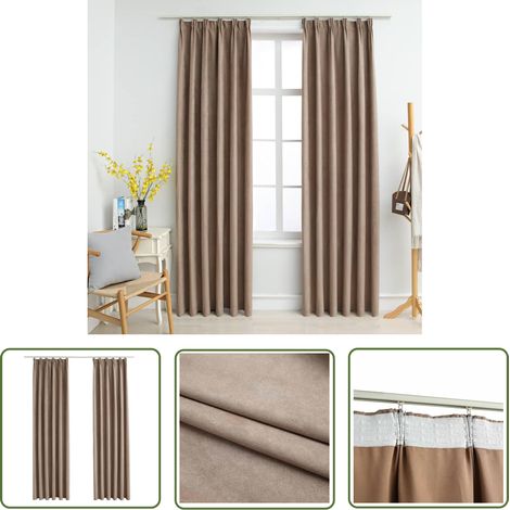 The Living Store Rideaux occultants avec crochets 2 pcs Taupe 140x225 cm - Rideaux Occultants - Rideaux Pour Salon - Rideaux Chambre - Rideaux Taupe - Rideaux Décoratifs (1/5)