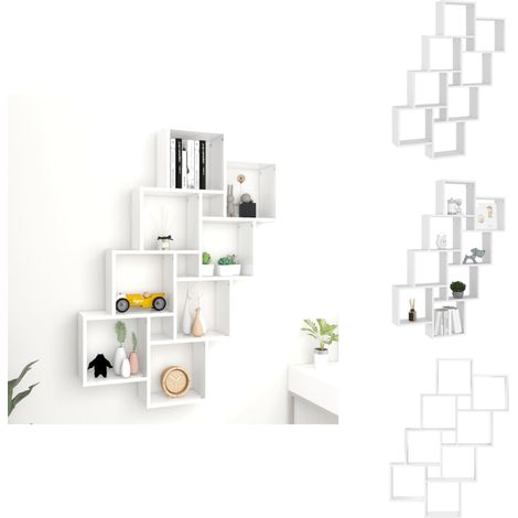 Étagère murale cube Blanc 90x15x119 cm Bois d’ingénierie - Étagère Murale - Étagère Cube - Rangement Mural - Décoration Murale - Meuble Blanc (1/5)