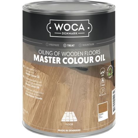 Woca Meister Colour Öl - 2in1 Farbe und Schutz zur Holzbodenpflege, weiß 1 Liter