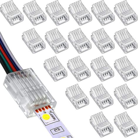 20 Pièces Connecteur Bande LED RGBW de 10mm 5 Broches Connecteur, LED Rapide Connector 5 broches 10 mm Connecteurs Gapless pour connexion de bande LED (1/5)