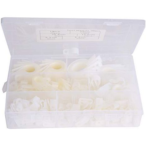 Set mit 200 Kabelclips, RP-Typ Kabelbinder aus Kunststoff-Nylon für Kabelkanäle (200 Stück – weiße Nylonclips) (1/3)