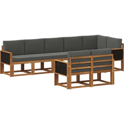 Set di divani da esterno 8 pz 8-Posti Naturale e Antracite vidaXL (1/5)