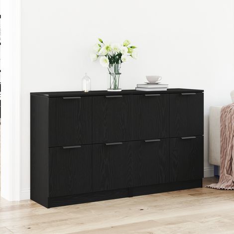 Sideboard 2 pcs Schwarz Eichen-Optik 60 x 30 x 70 cm