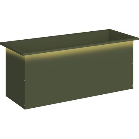 Fioriera da giardino con LED Verde Oliva 40 x 100 x 40 cm vidaXL