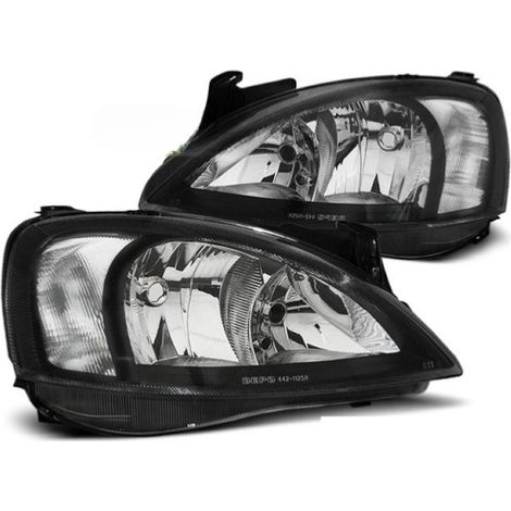 Paire de feux phares Opel Corsa C 00-06 design noir-27361649 (1/2)