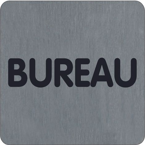 Plaque de porte Bureau (texte) - Aluminium brosse 100x100mm - 4384238