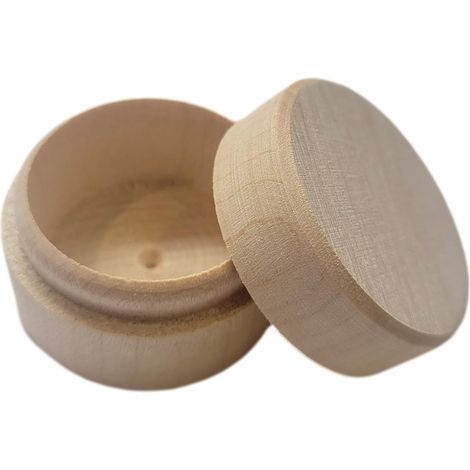 Kleine runde Holzbox zur Aufbewahrung kleiner Gegenstände wie zum Beispiel eines Verlobungsrings