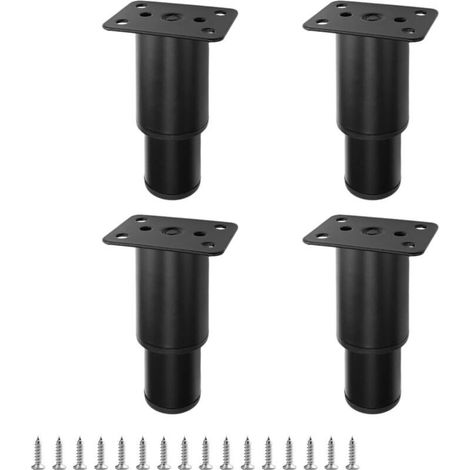 CSPARKV 4 Pièces Pieds de Meuble, Pied Reglable pour Plan de Travail, Noir Pied Meuble Salle de Bain, avec Vis de Montage, Convient pour Canapé, Table, Lit (1/5)