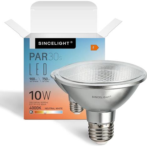 Ampoule LED PAR30s avec Culot E27, Réflecteur Optique 38°, 10W, Couleurs Vives IRC92, Neutre Blanc 4000K, 900 Lumens équivalent à 90W Halogène, Paquet de 1 (1/5)