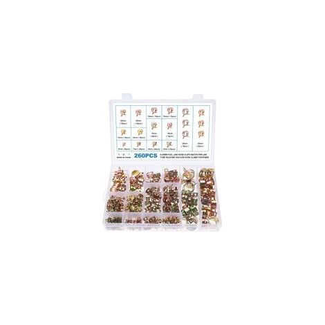 260 Pièces Colliers de Serrage à Ressort, 12 Tailles 6-25mm Colliers de Clips à Ressort Tuyau Serre-Joints à Tuyaux, Colliers de Conduite de Carburant Tuyau (1/5)