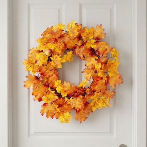 Harvest Autumn Leaf and Acorn Wreath (1/2)