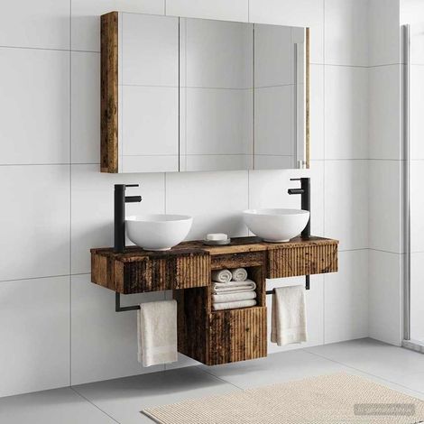 vidaXL Juego de Muebles de Baño 4 uds. Madera envejecida (1/5)