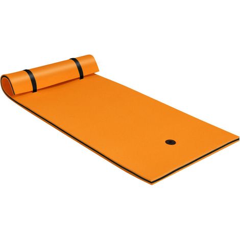 3 couches XPE tapis flottant, matelas d’eau pour piscine et lac, avec oreiller roulé, adultes et enfants (1/5)