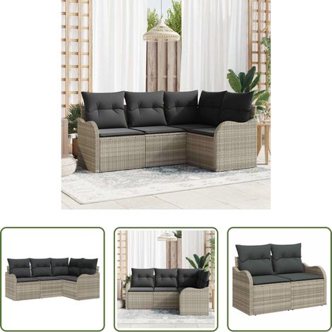 vidaXL Gartenmöbel - Gartensofa-set 4 pcs Hellgrau Poly-Rattan (1/5)