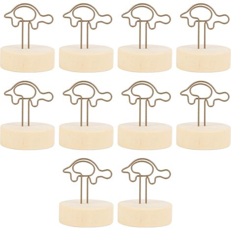 10 Pièces Porte-numéro de Table Tortue, Support de Carte Vertical Mignon avec Base en Bois pour Événements et Mariages (1/5)