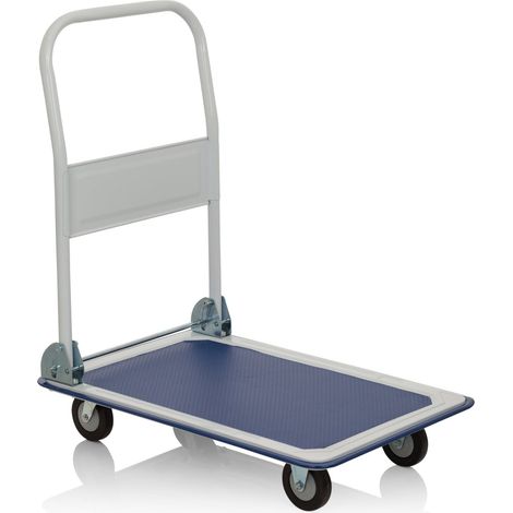 Plattformwagen / Transportwagen CARRY blau / weiß / 150kg Tragfähigkeit hjh OFFICE (1/5)