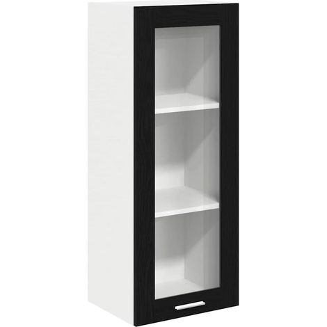 Armadio moderno a parete con vano contenitore 40 x 31 x 100 cm realizzato in legno composito di rovere nero 020053418