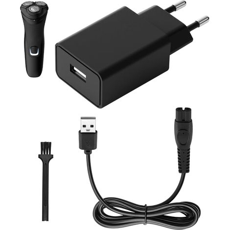 3 Pièces Chargeur Rasoir, Câble USB, Adaptateur Secteur, Brosse Nettoyage, Pour Philips OneBlade