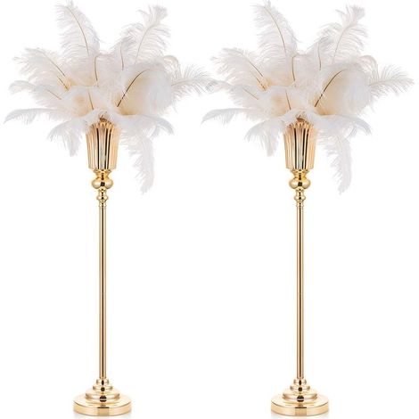 Vase Or pour Centre de Table: 2 Pièces 72cm Haut Support Fleur Trompette Doré pour Mariage - Decoratif Metal Vases pour Noel Anniversaire Ceremonie (1/5)