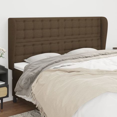 Kopfteil mit Ohren Dunkelbraun 163x23x118/128 cm Stoff (1/5)