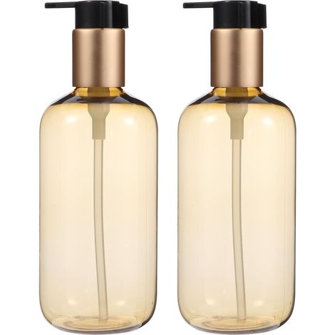 Nachfüllbare Pumpspender Leicht zu Befüllen 300ml aus Kunststoff 2 Stück in Gold für Flüssigseifen und Lotionen für Camping und Reisen (1/5)