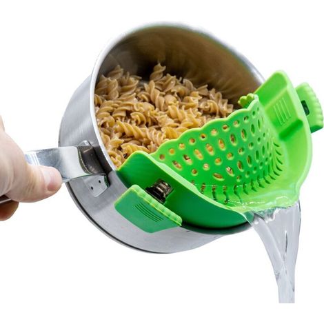Schnappsieb Silicone passoire de pâtes-tête pour le Pot, Poêle & Bol spülmaschinenfestes & résistant à la chaleur Abtropfsieb Abgießhilfe pour des Nouilles, de Légumes et de Fruits Passoire (1/5)