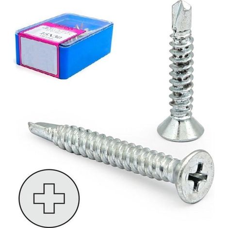 caja tornillo broca cabeza plana din 7504-p cincado larg.r/chapa 25mm ø rosca chapa 3.5mm
