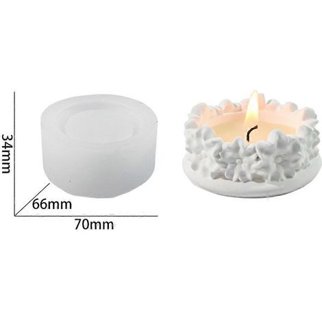 Moule pour bougeoir en forme de fleur de pêcher, ornement décoratif pour bougie parfumée, moule en plâtre ciment. (1/5)