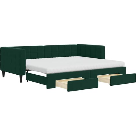 Maison Exclusive - Divano Letto Estraibile Cassetti Verde Scuro 90x200cm Velluto