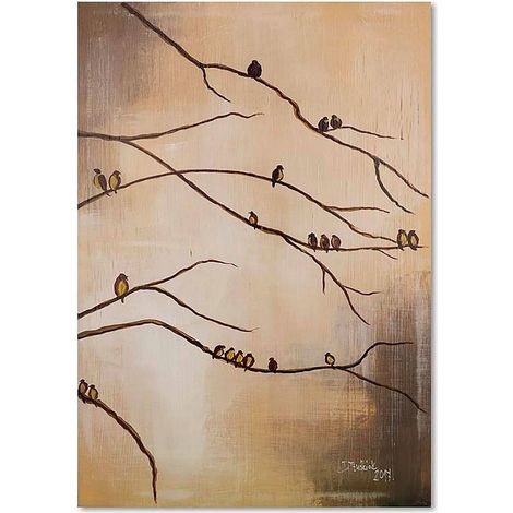 Tableau oiseaux sur les branches - 80 x 120 cm (1/5)