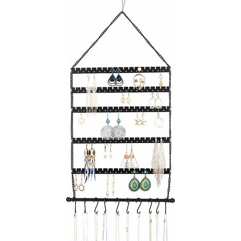 Organisateur mural de boucles d'oreilles, support à bijoux suspendu, présentoir pour boucles d'oreilles, colliers et bracelets. (1/5)